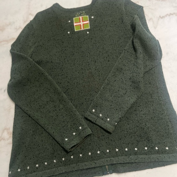 2008 C. J. Banks Hand Embroidered NOEL Christmas Sweater Green No Size Listed L - Picture 4 of 4
